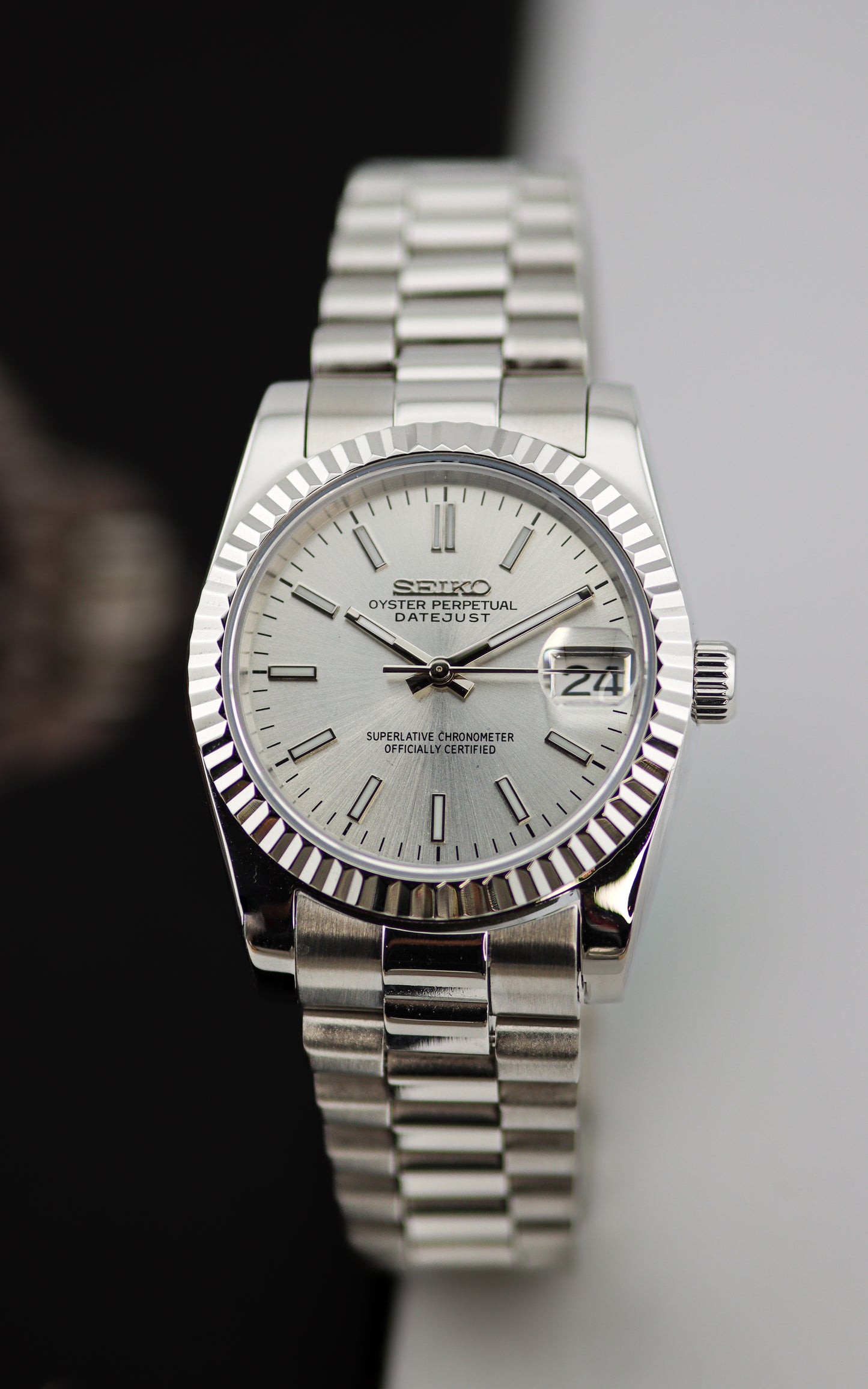 Seiko Silver Oyster Perpetual Datejust President Mod