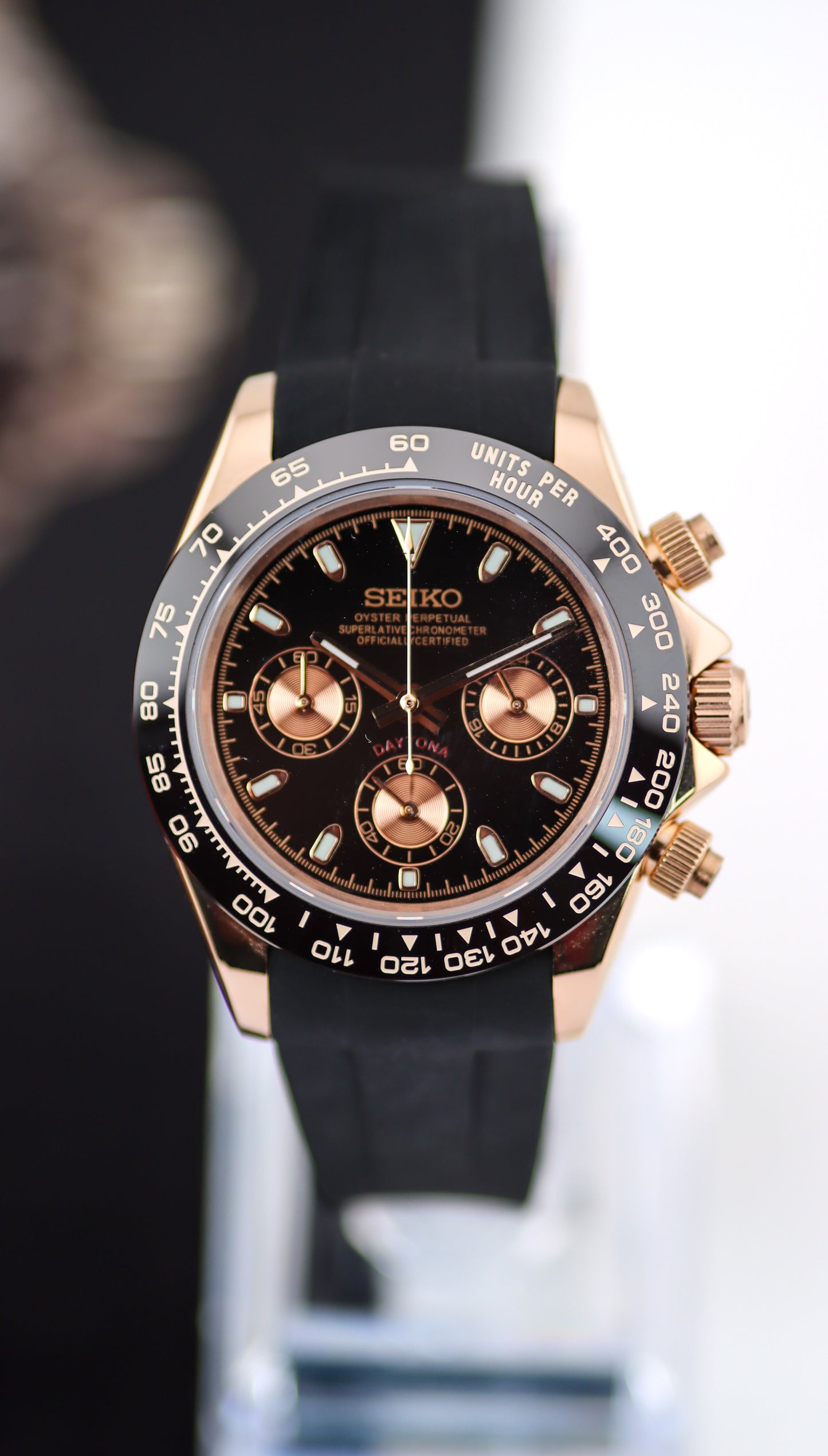 Seitona Rose Gold Chocolate Daytona Mod (Oysterflex Strap)