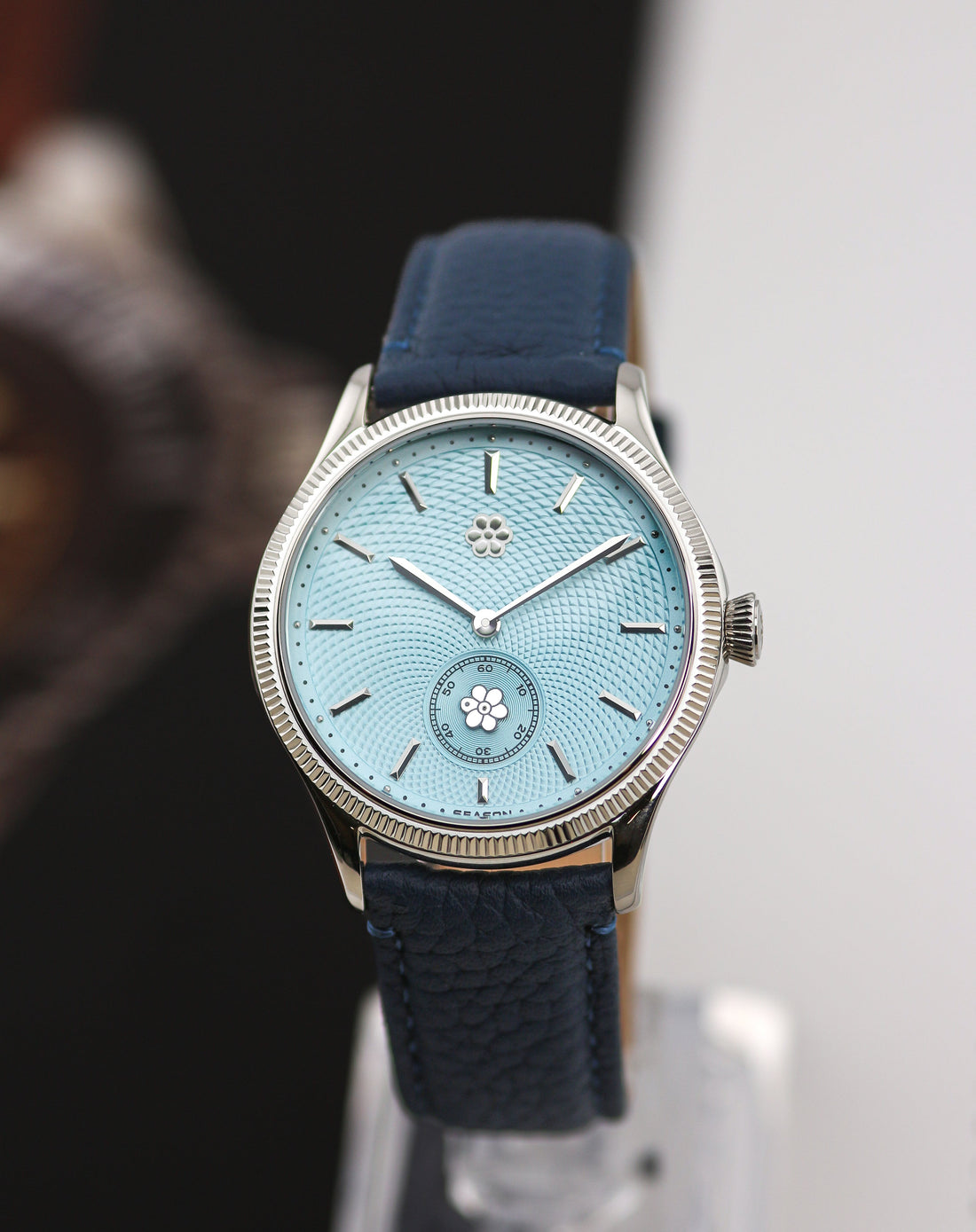 Season No. 1 Sky Blue 39mm watch with polished fluted bezel