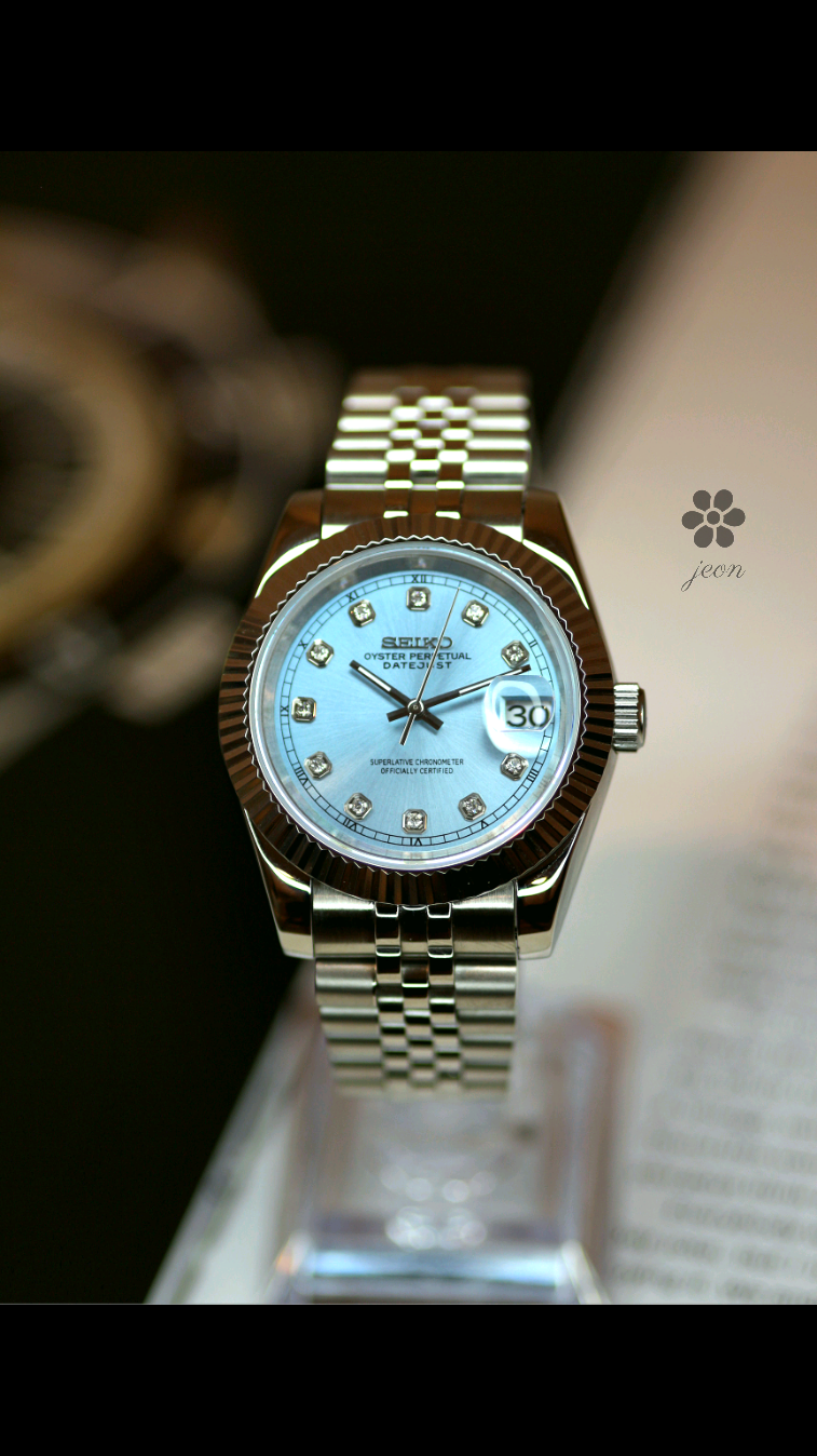 Seiko Sky Blue Gem Dial Datejust Mod