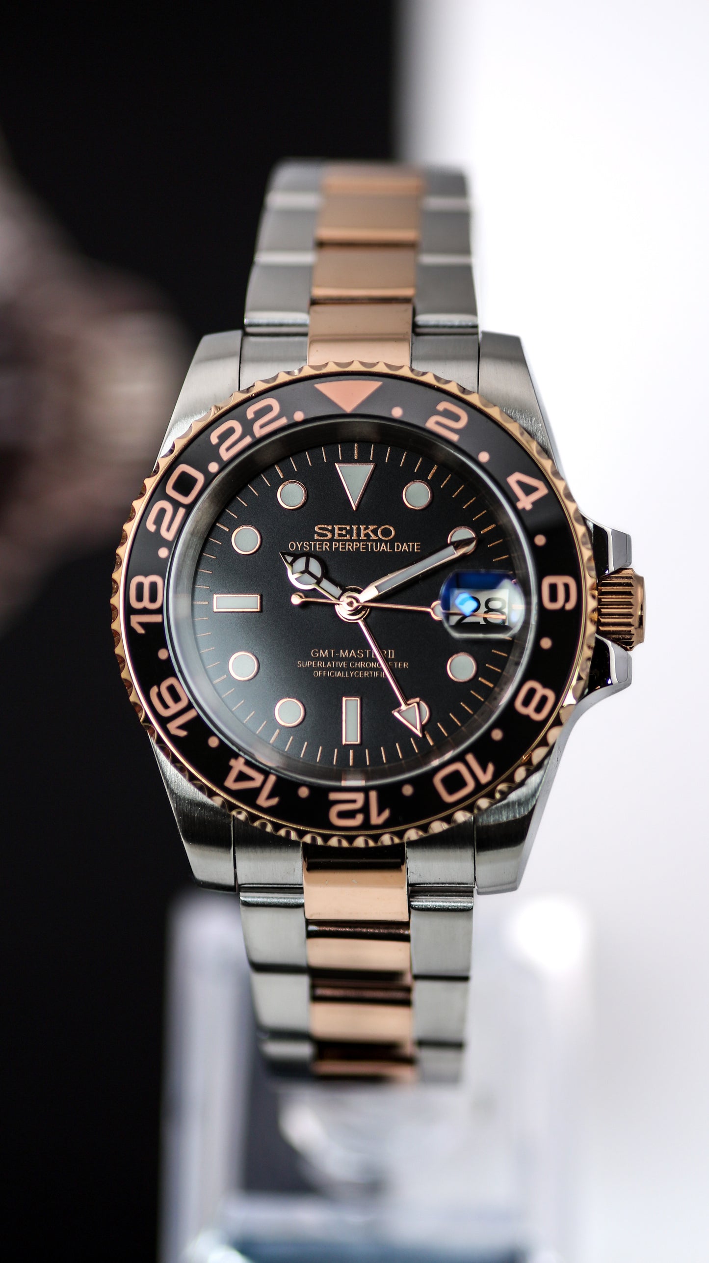 Seiko Two-Tone Rose Gold GMT-Master II Mod