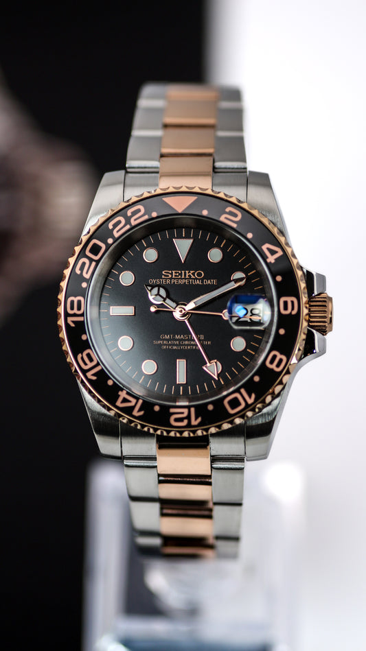 Seiko Two-Tone Rose Gold GMT-Master II Mod