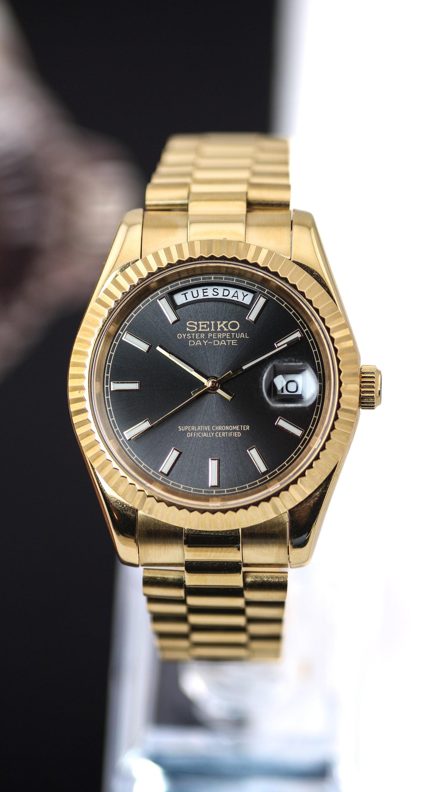 Seiko Gold Day-Date Black Dial Mod