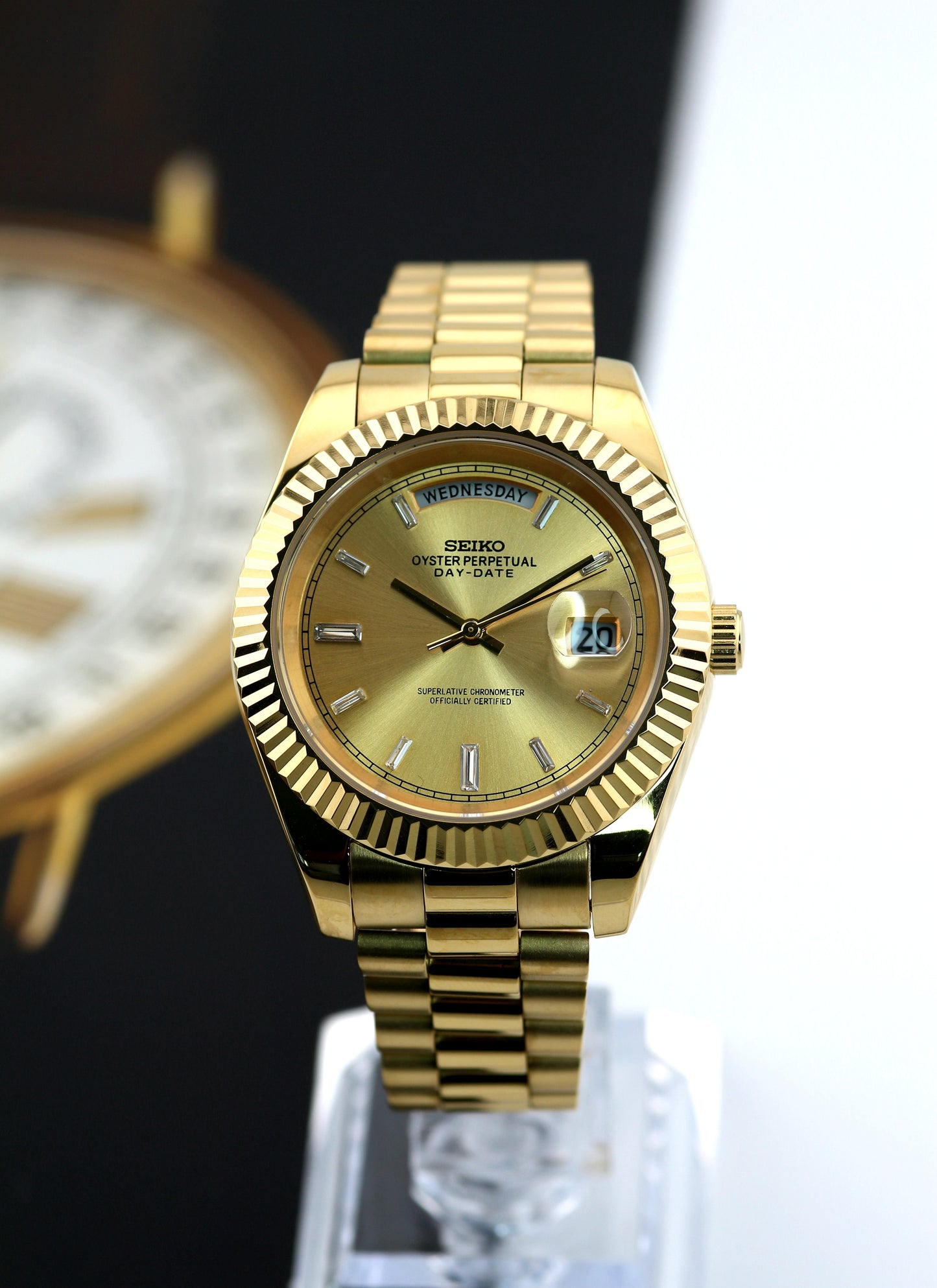 Seiko Gold Wide Day-Date Baguette Dial Mod