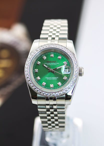 Seiko Diamond Bezel Jade Gem Dial Mod