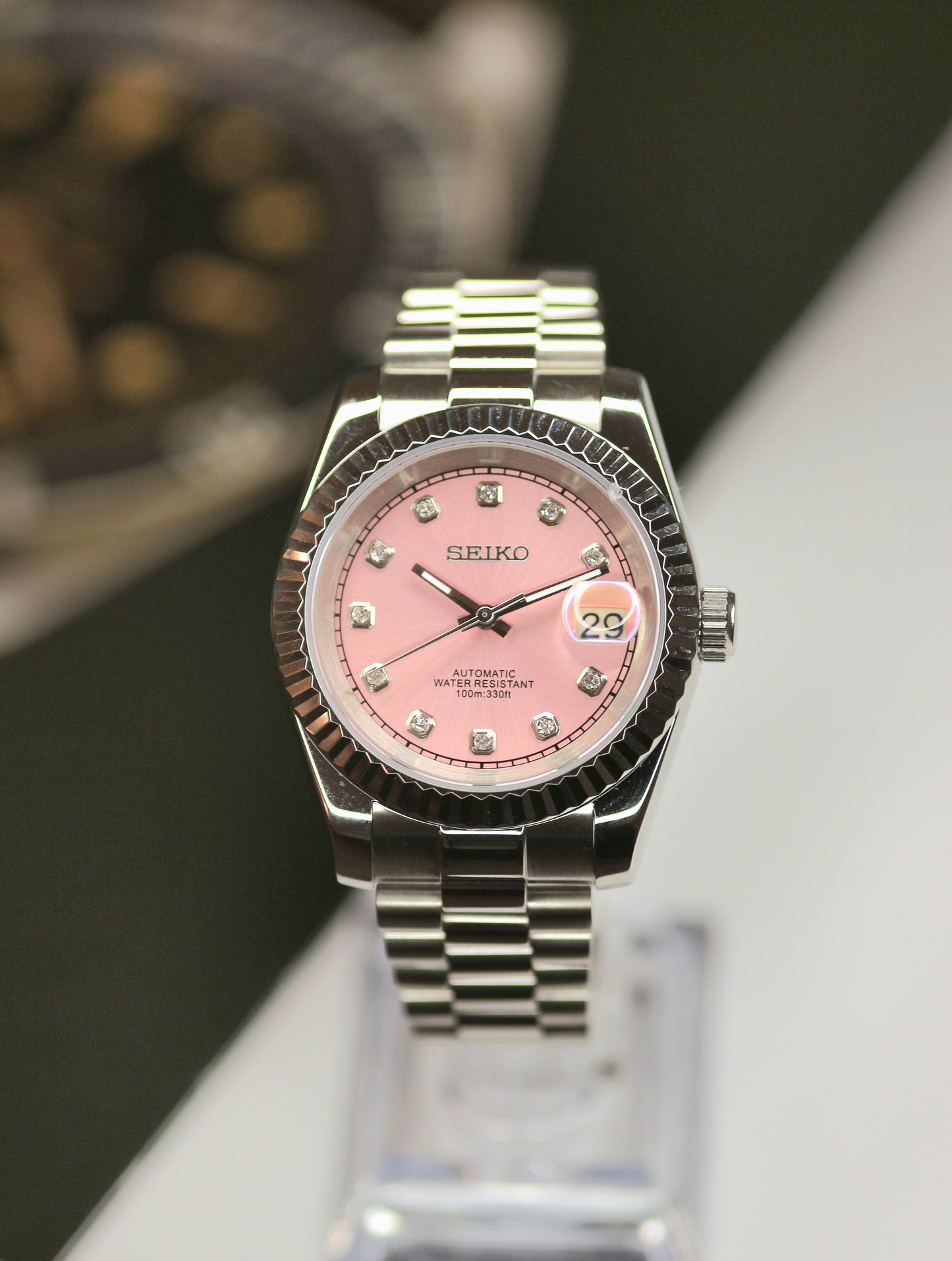 Seiko Pink Gem Dial Datejust Mod