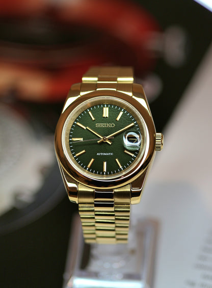 Seiko Hunter Green Gold President Mod