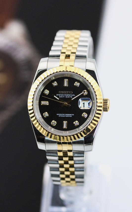 Seiko Two-Tone Black Baguette Datejust