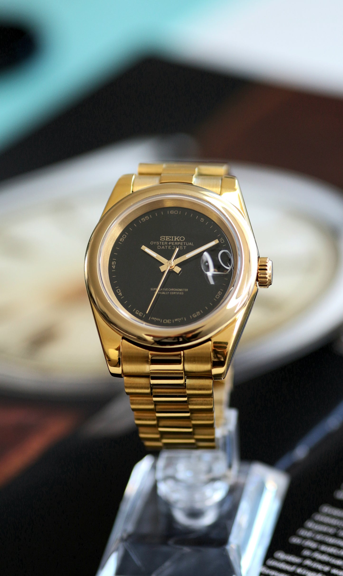 Seiko Gold Oyster Perpetual Datejust President (Black Dial)