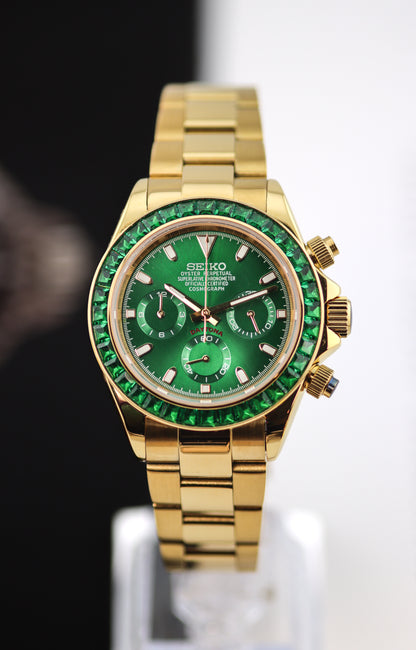 Seitona Green Emerald Gemstone Bezel Daytona Mod