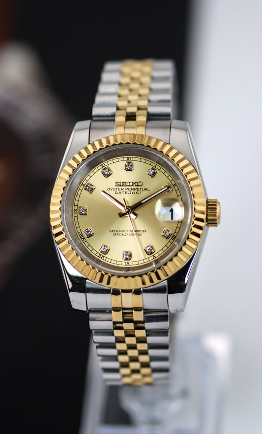 Seiko Two-Tone Champagne Gem Datejust Mod