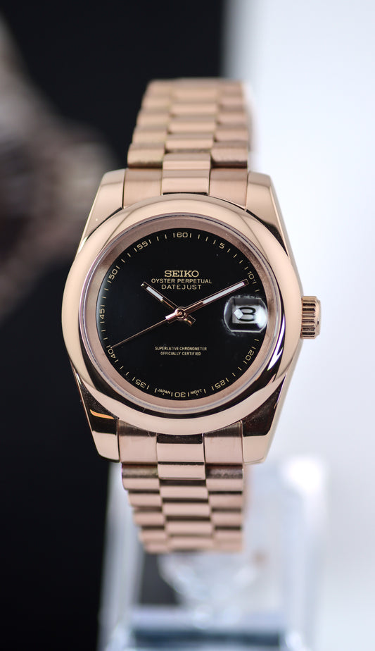 Seiko Rose Gold Oyster Perpetual President Datejust Mod