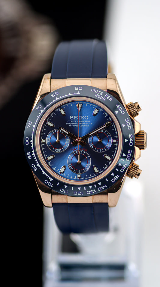 Seitona Midnight Blue Rose Gold Daytona Mod