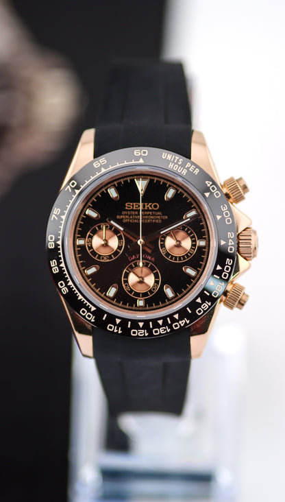 Seitona Rose Gold Chocolate Daytona Mod (Oysterflex Strap)