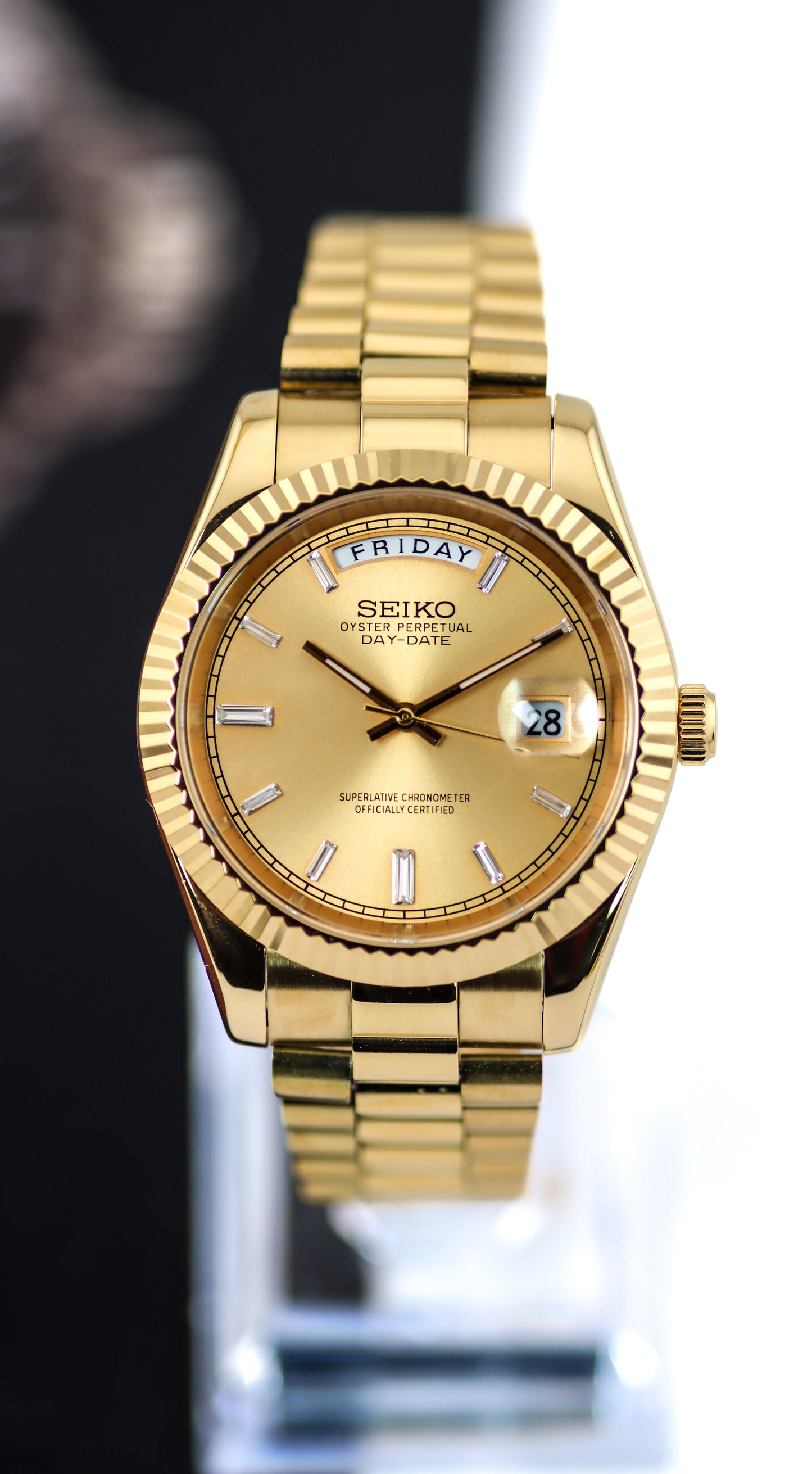 Seiko Gold Day-Date Baguette Dial Mod