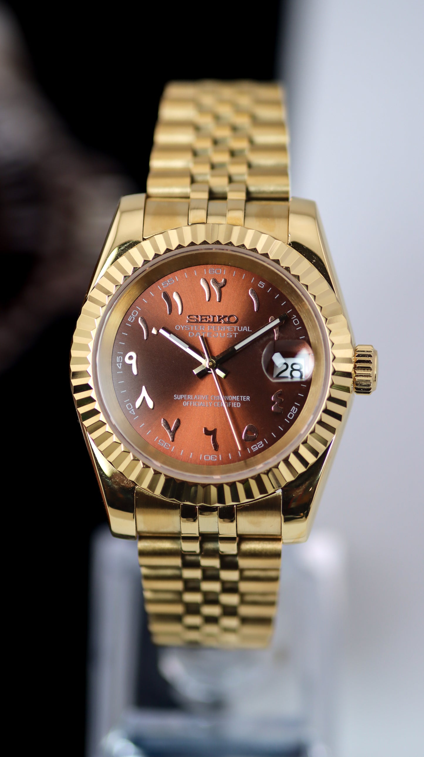 Seiko Gold Chocolate Arabic Datejust Mod