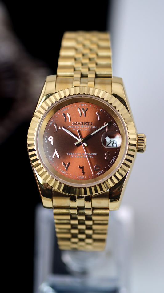 Seiko Gold Chocolate Arabic Datejust Mod