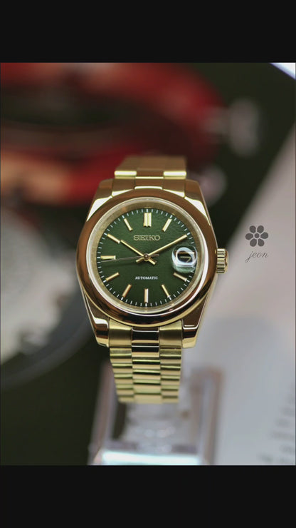 Seiko Hunter Green Gold President Mod