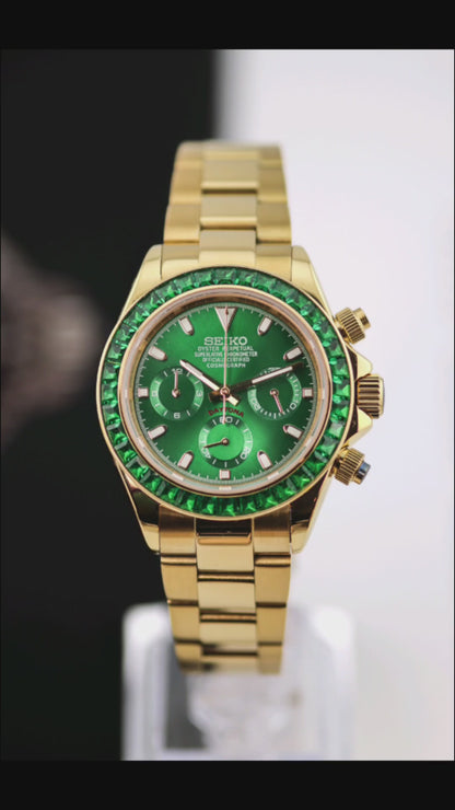 Seitona Green Emerald Gemstone Bezel Daytona Mod