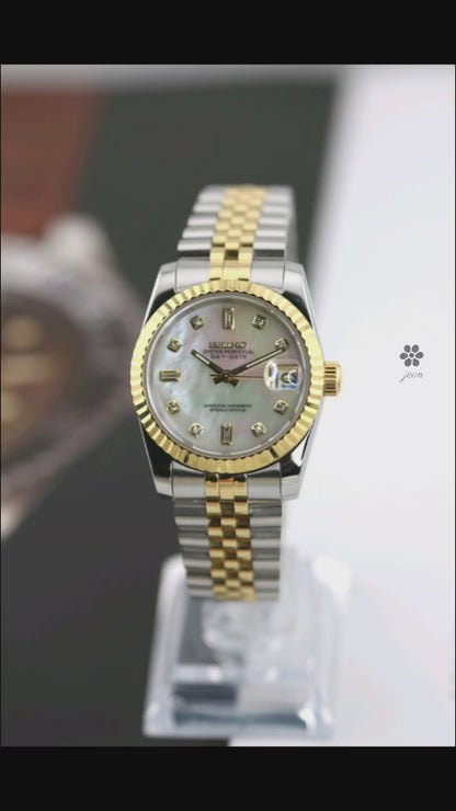 Seiko Two-Tone Mother of Pearl Baguette Datejust Mod