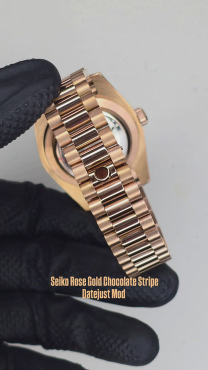 Seiko Rose Gold Chocolate Datejust mod