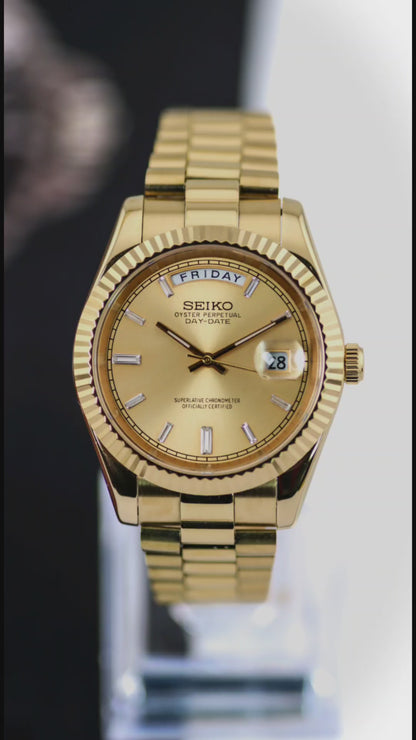 Seiko Gold Day-Date Baguette Dial Mod