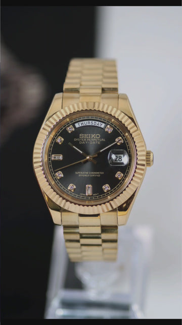 Seiko Gold Day-Date Black Gem Dial Mod