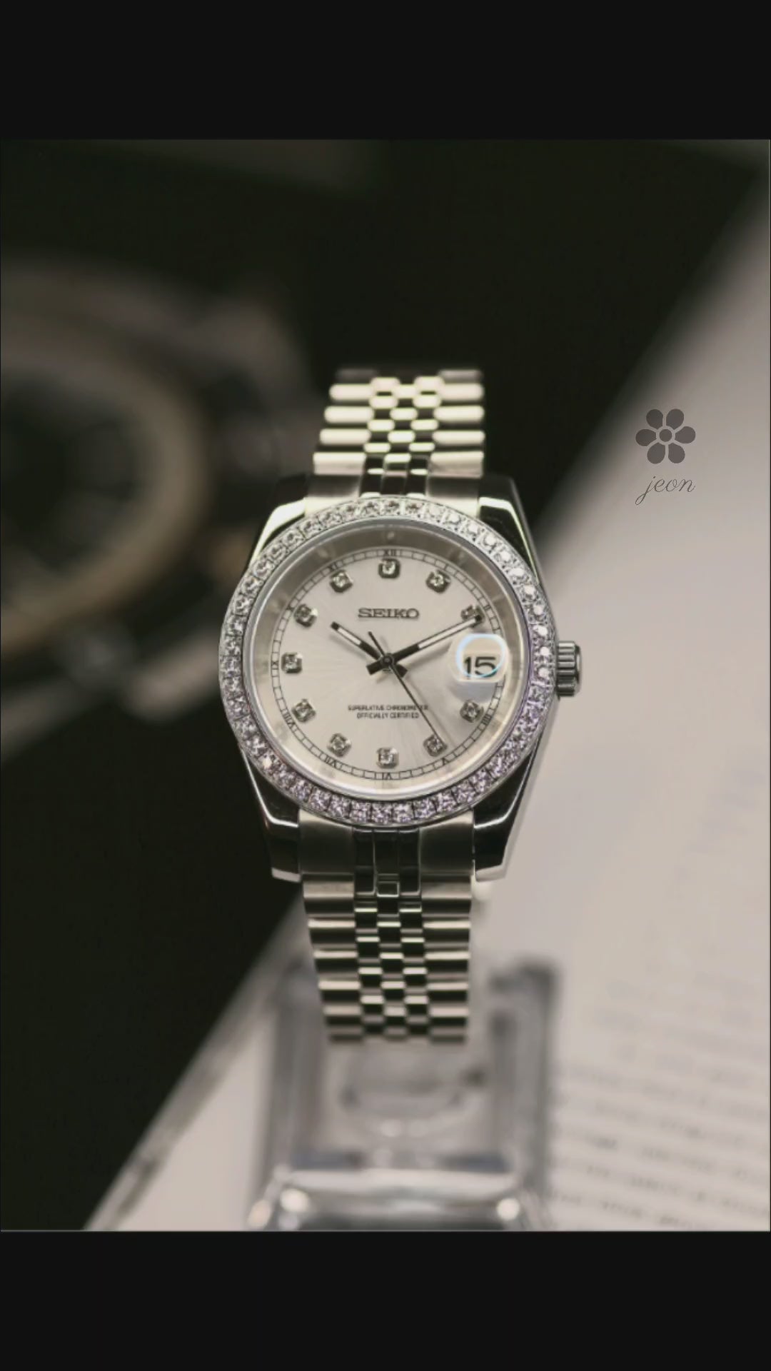 SEIKO モドス 36mm ダイヤモンドダイヤル自動巻き時計 シルバー SEIKO モドス 36mm ダイヤモンドダイヤル自動巻き時計 シルバー Men's