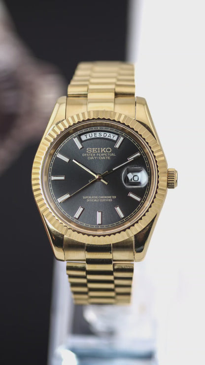 Seiko Gold Day-Date Black Dial Mod