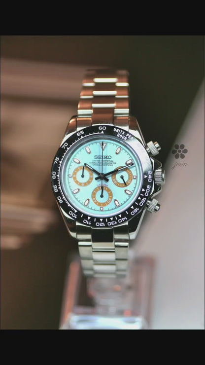 Seitona Platinum Blue Daytona Mod (Dark Brown Bezel)