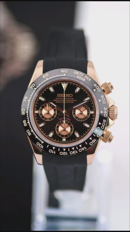 Seitona Rose Gold Chocolate Daytona Mod (Oysterflex Strap)
