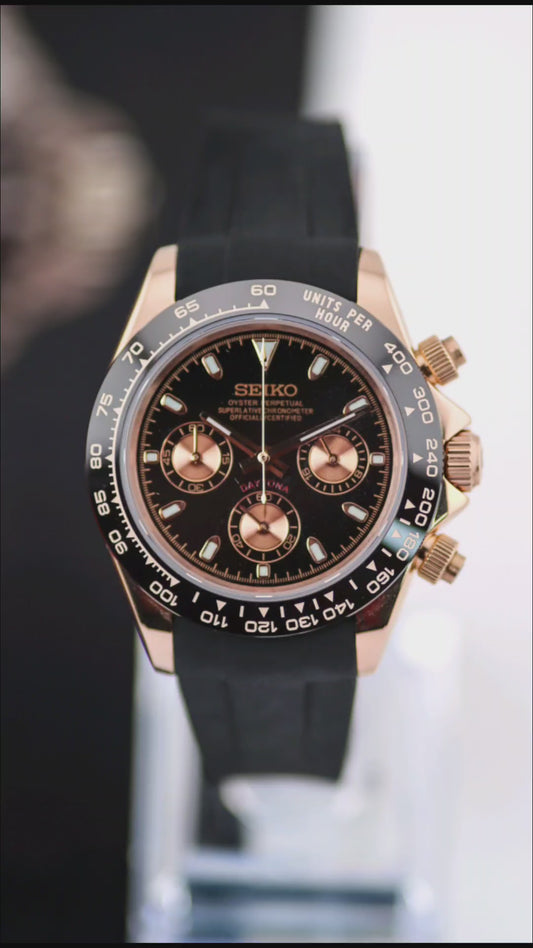 Seitona Rose Gold Chocolate Daytona Mod (Oysterflex Strap)