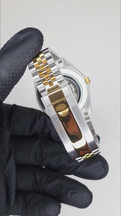Seiko Two-Tone Day-Date Black Baguette Dial Mod