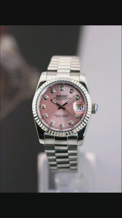 Seiko Pink Gem Dial Datejust Mod