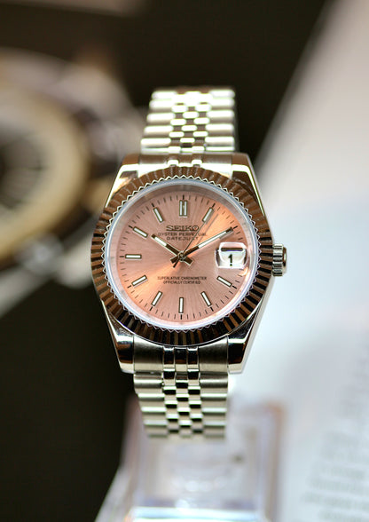 Seiko Rose Pink Dial Datejust Mod