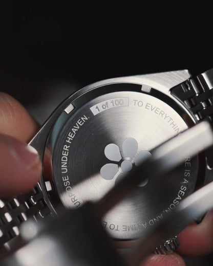 Engraved caseback numbered 1 of 100: To everything there is a season, and a time to every purpose under heaven