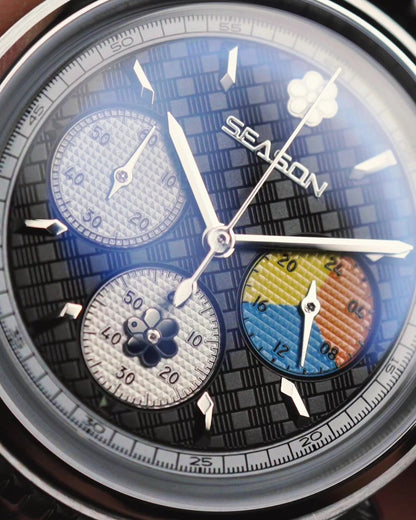 Season #2 Trinity dial detail, daisy at 12 o'clock and on the running seconds subdial